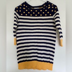 Pink Rose Yellow Blue Polka Dot Striped Lightweight Scoop Neck Geometric Sweater